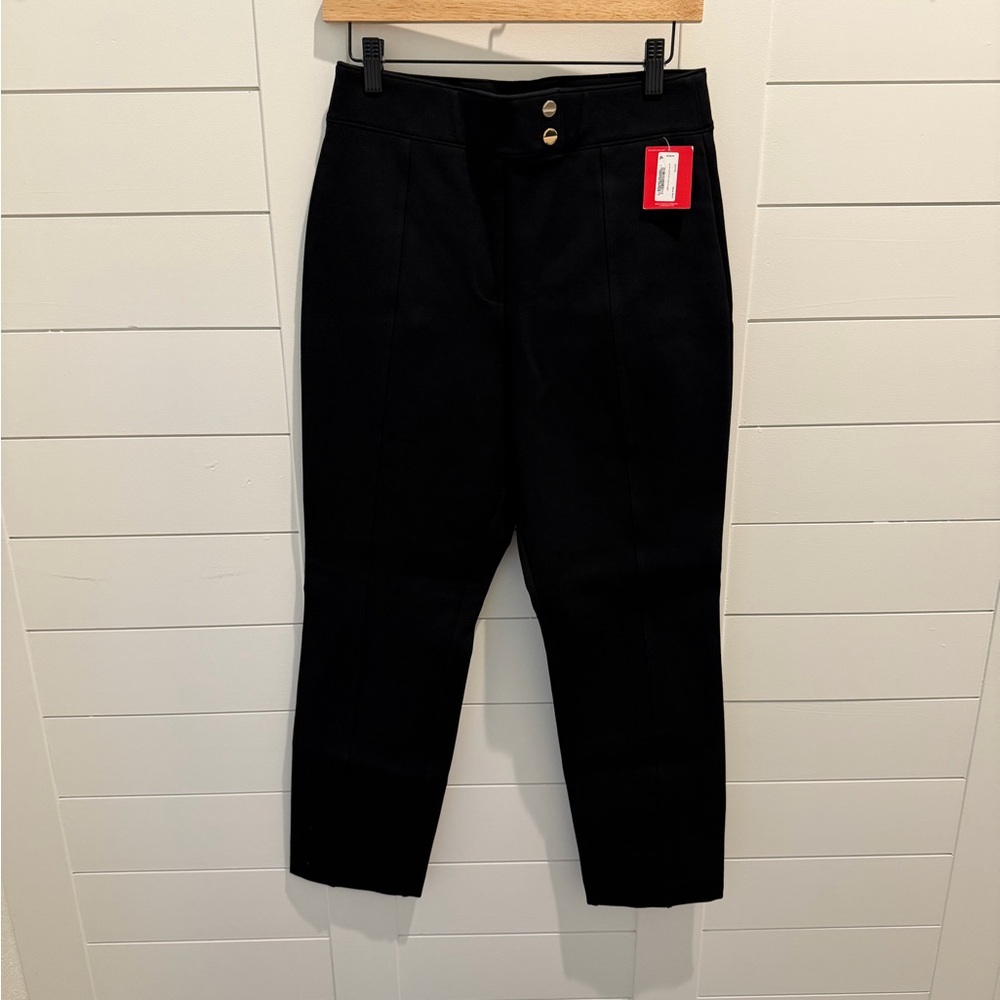 SPANX Ponte Tab Front Black Straight Ankle Pants